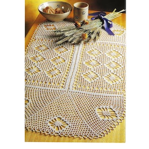 Crochet Table Mat Rectangular Doily Pattern - 31 1/2&quot; long | Instant DIGITAL PDF DOWNLOAD | Table or Buffet cover - 1994 Heirloom style