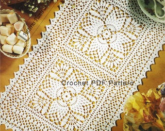 Vintage Crochet Table Mat Runner Doily Pattern Spun Sugar Design | Instant DIGITAL PDF DOWNLOAD | Nice