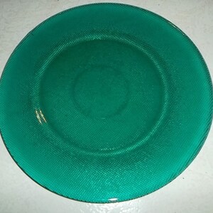 Vintage Forest Green Hand-Pressed Designed Collectible Solid Glass Dinner Plate image 3