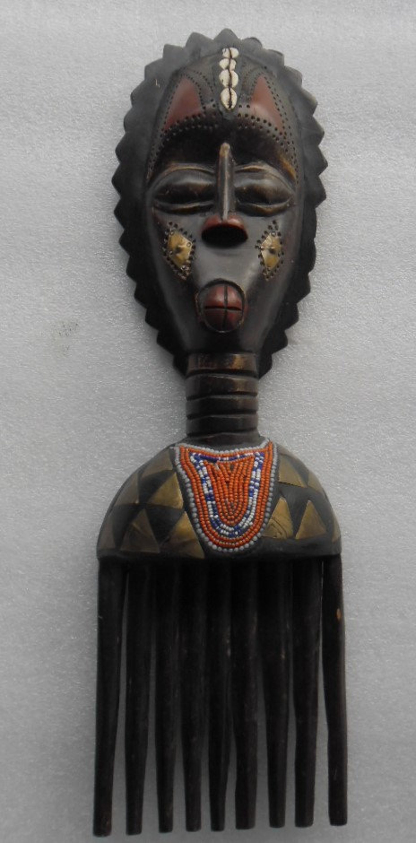 Authentic Handcrafted in Ghana African Wood Face Beaded Cowrie Etsy