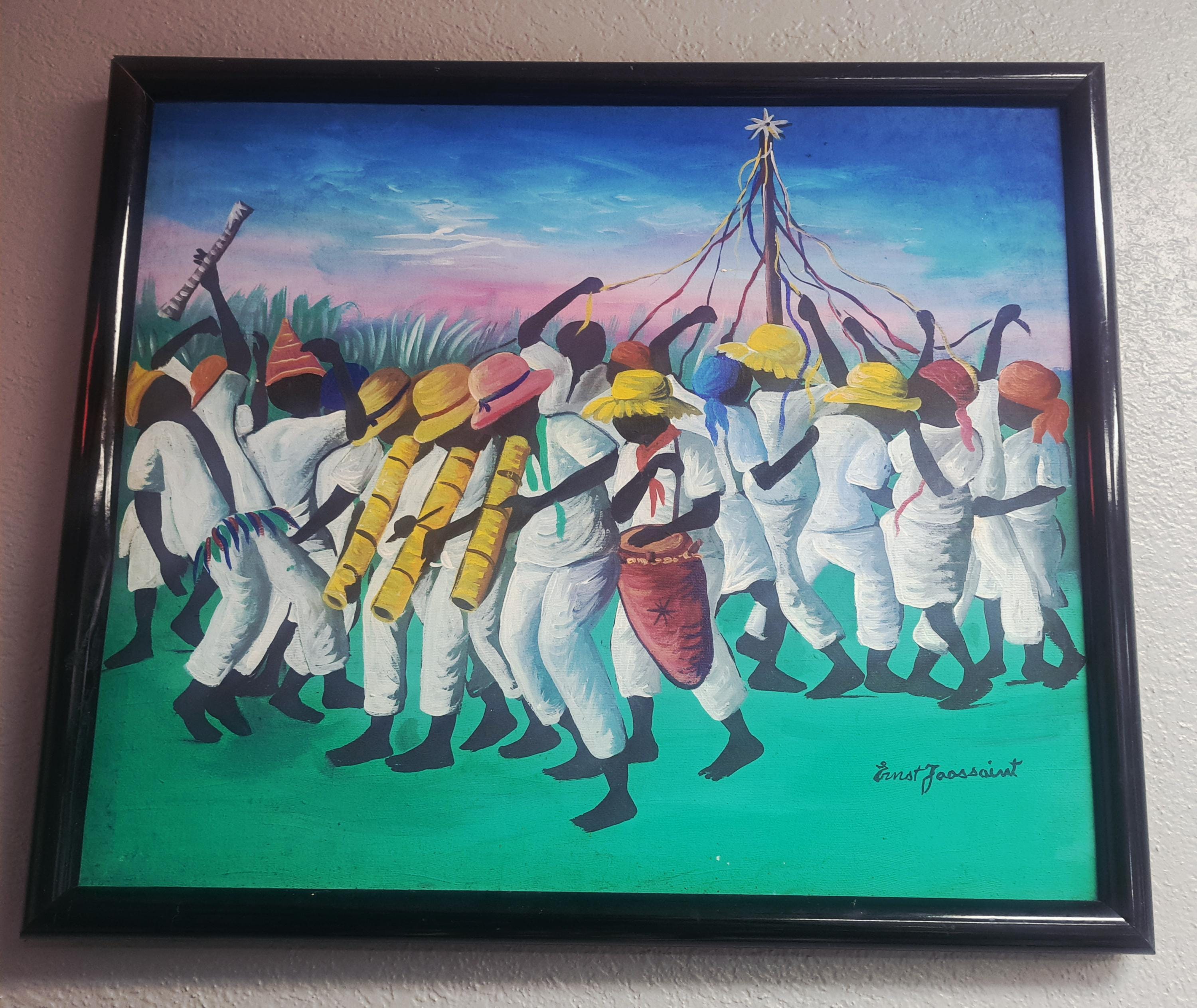 Rare & Vintage Ernst Joassaint Haitian Native Art Folk Painting