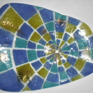 Zeldzame en vintage Higgins-kunst groot verzamelobject glas zand dollar asbak dienblad displayplaat van gesmolten glas 10&#39;&#39; gesigneerd