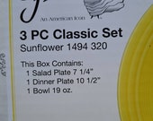 New Fiesta Collectible 3 PC Classic Set Sunflower Color 1494 320 by HOMER LAUGHLIN