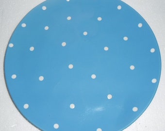 Maxwell & Williams Sprinkle Sky Blue Color Salad Plate Collectible Stoneware White Polka Dots