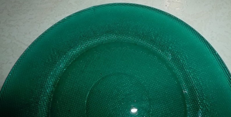 Vintage Forest Green Hand-Pressed Designed Collectible Solid Glass Dinner Plate image 6
