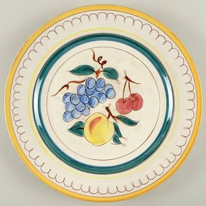 1940&#39;s Vintage Original Stangl Yellow Trim FRUIT Collectible Dinner Ceramic Plate 10&#39;&#39;