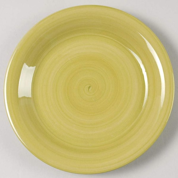 Citrus Grove - New Handpainted Design Chartreusse Green Colored Swirl Design Large Dinner Plate