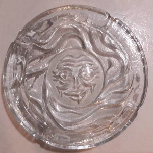Vintage Blenko Kristall Aschenbecher: Mid-Century Sun Face Design