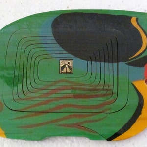 Vintage Equinoccio Handmade & Handpainted Accordion Collapsing Wood Basket Mexican Folk art