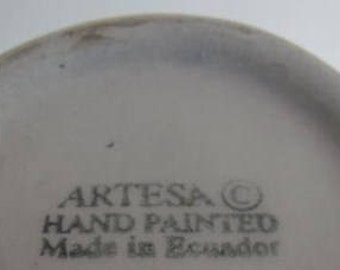 Jarrón vintage de arcilla ecuatoriana con diseño de girasol de 21