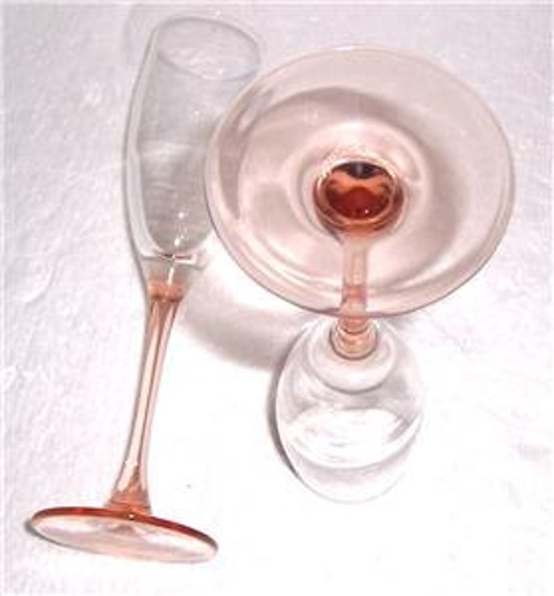 Luminarc Arocroc Peach Colored Depression Wine Flute Glasses Etsy