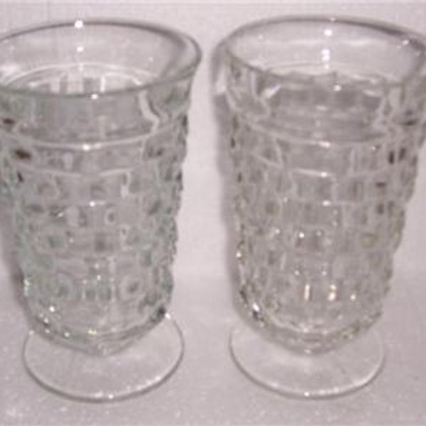 Vintage (2) Indiana American Whitehall Clear Color Large Tall Water Glasses