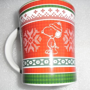 Charles Schultz Snoopy „Christmas Season” Peanuts Kolekcjonerski kubek do kawy z paraglazurą Gibson