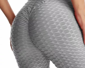 Lyte Leggings: Grey Honeycomb High Waist Tummy Control (Small)