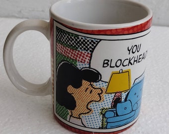 Peanuts Lucy "You Blockhead" Comic Strip Coffee Mug - Gibson