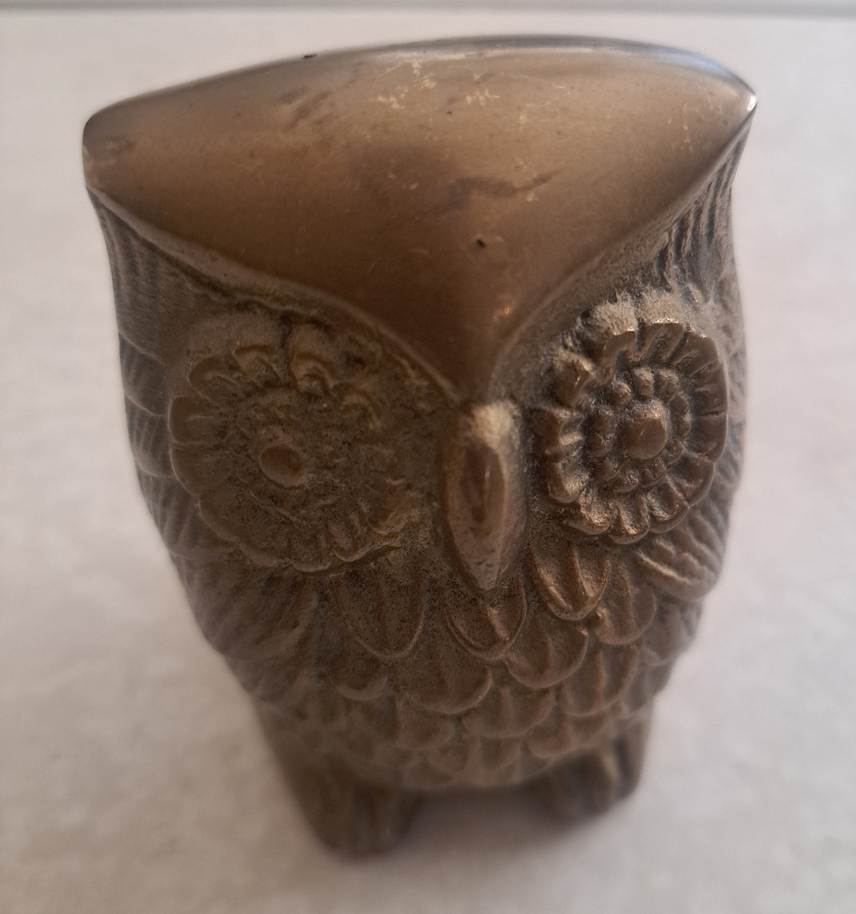 Vintage Solid Brass Owl: Mid Century Table Display (3.5")