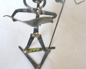 Recycled Handmade Metal Iron, Nuts Bolts "Music Man" Sculpture Art Display By Artist DAP