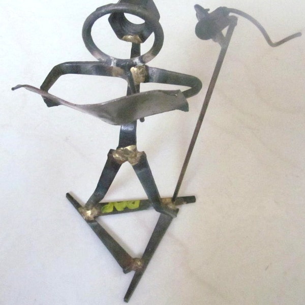 Recycled Handmade Metal Iron, Nuts Bolts "Music Man" Sculpture Art Display By Artist DAP