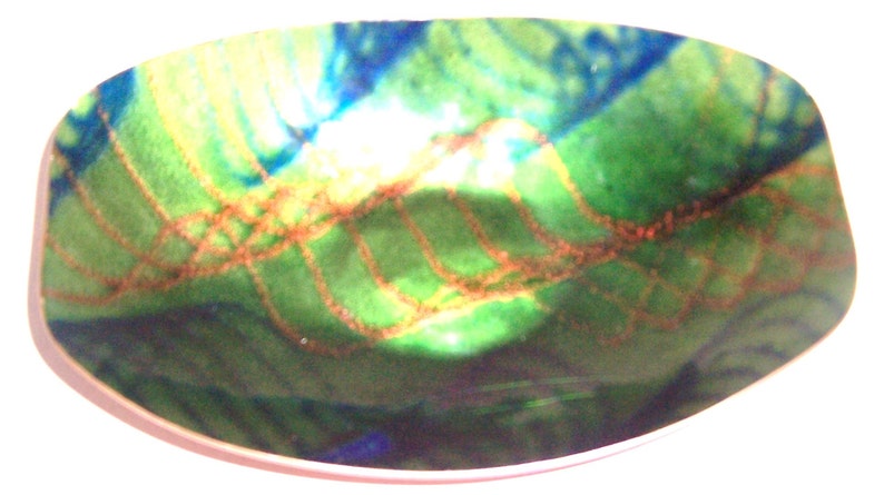 Handmade Enamel on Copper Metal Handpainted Table Bowl Display by EDS