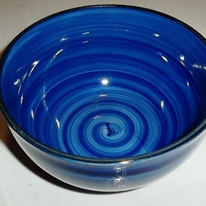 Gibson Home Dark 0Blue Color Swirl Designs, Handpainted Collection  Collectible Small Cereal Bowl 5"