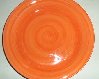 Citrus Grove New Handpainted Peach Coral Orange Colored Swirl Design Salad Plate