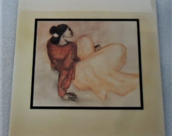 1970's R.C Gorman Navajo Titled  "Sue-Bah" Extra Large Native Indian Woman Art Tile by A.R.T. Co., U.S.A