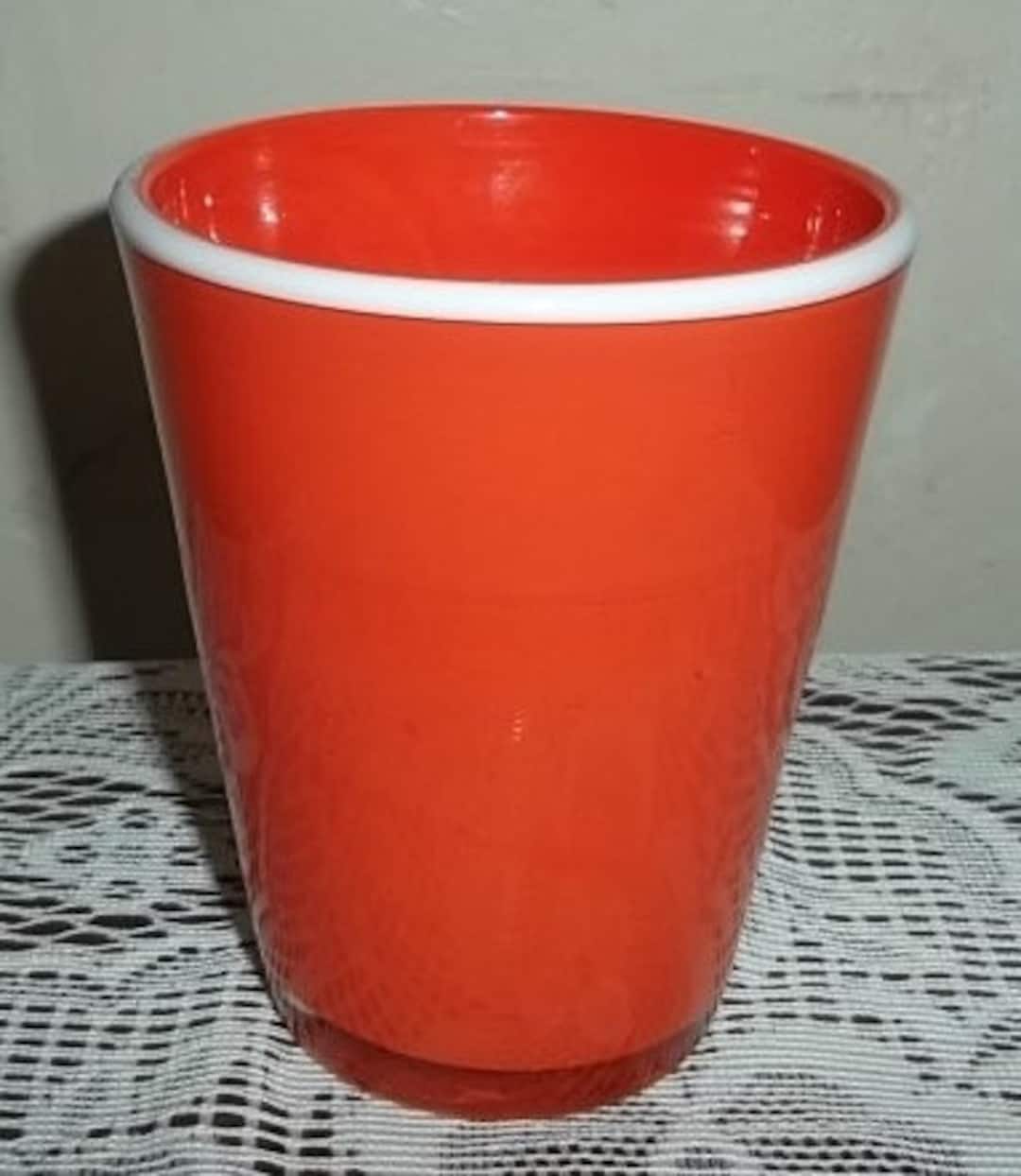 Murano Handbown Orange Color Glass With White Edge Rim Solid Glass Made