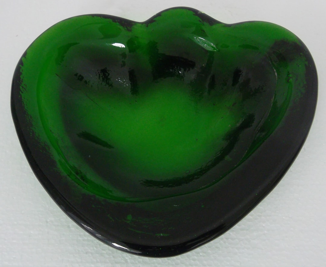 Vintage 1970's Blenko Forest Green Color Handmade Sculptured Glass ...