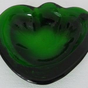Vintage 1970&#39;s Blenko Forest Green Color Handmade Sculptured Glass Display Block