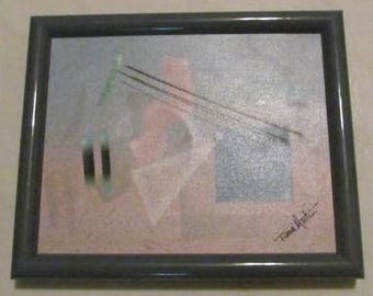 Vintage Diana Martin Abstract Acrylic Collectible Oil Painting, Hand Signed by Artist