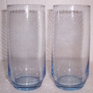 Vintage (2) Large Swirl Designed Pressed Shape Glass Tumblers in a ...