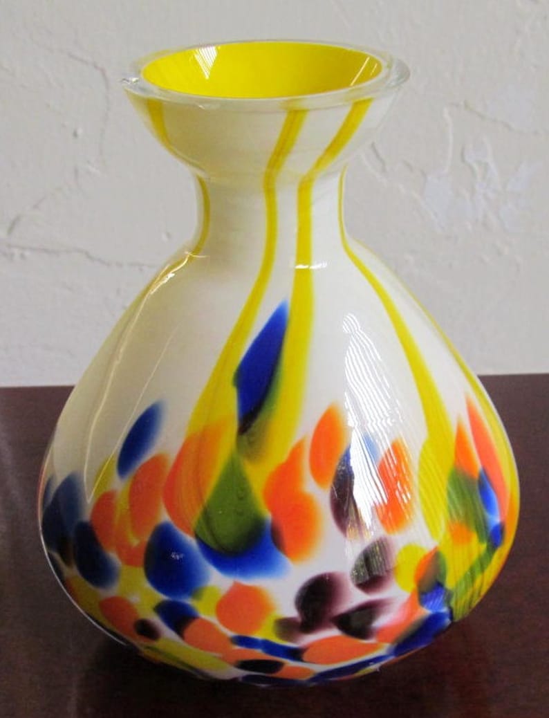 Murano Style Yellow Colored Bulbous Glass Mini Vase Etsy