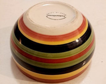 Hand Painted Red, Yellow and Blue Collection Swirl Design Multi-colored Serving Bowl Stonemite by Today Home