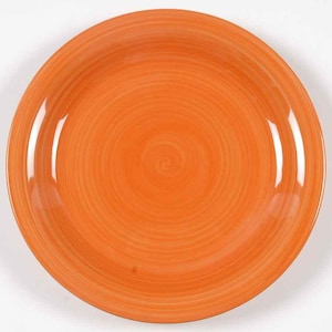 Citrus Grove New Handpainted Design Orange Colored Swirl Design Large Dinner Plate