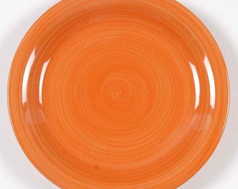 Citrus Grove New Handpainted Design Orange Colored Swirl Design Large Dinner Plate