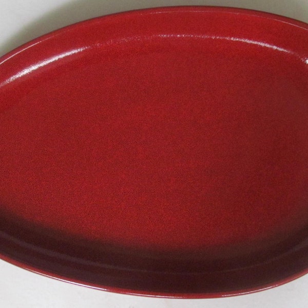 KILN By POH Collectible Durable Porcelain Oval Shape Serving Plate Tray In A Chilli Red Color 14"