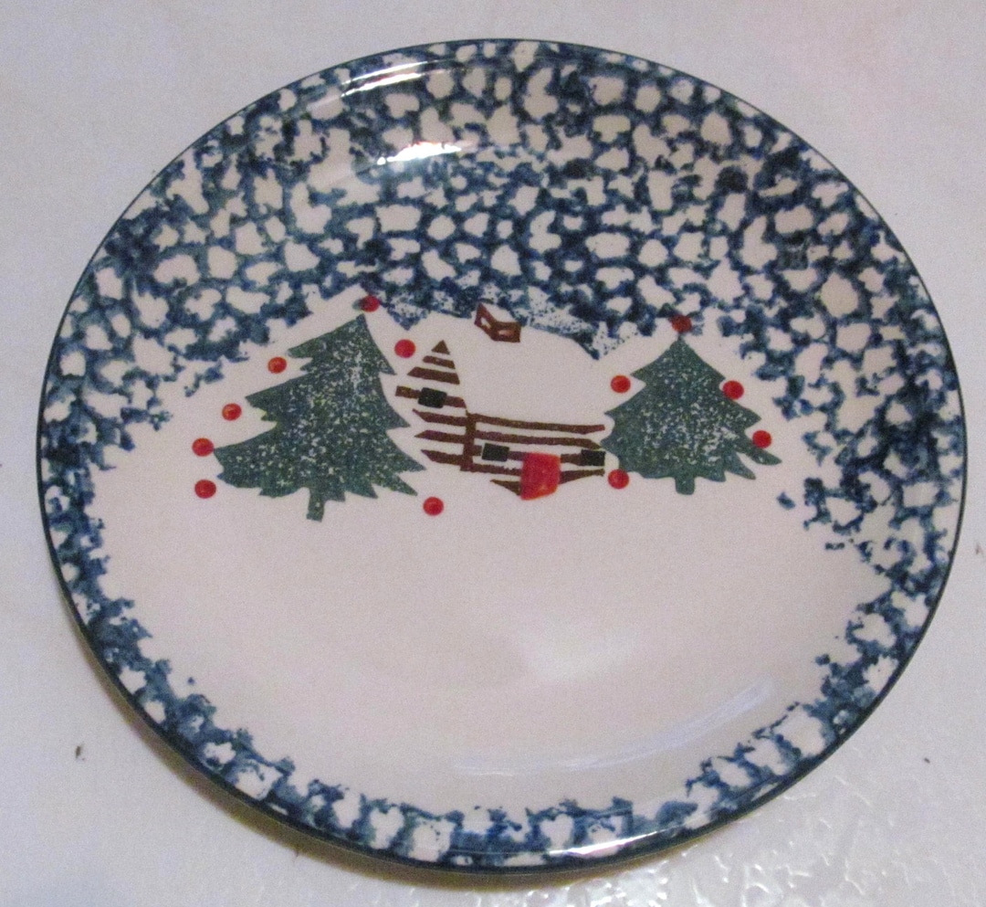 Folk Craft Cabin in the Snow by TIENSHAN Handpainted Christmas Etsy