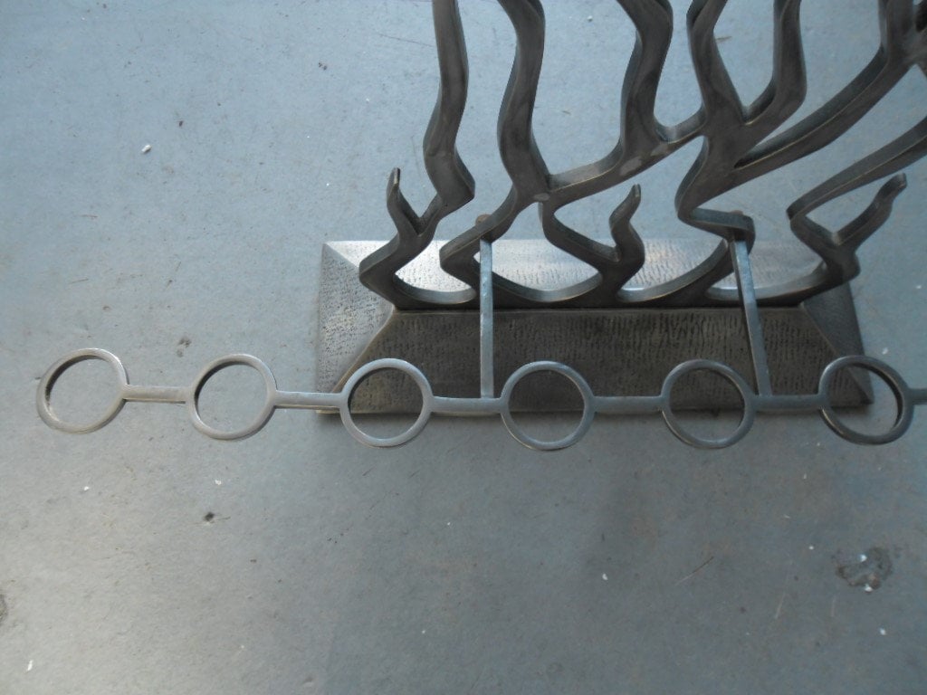 Vintage Yehiel Hadany Menorah: Modernist Brass & Steel Judaica
