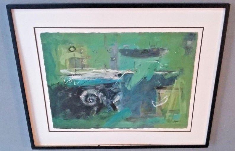 Signed Sally Cooper Spirit of the Sea Acrylic Abstract Art Painting Listed Artist image 3