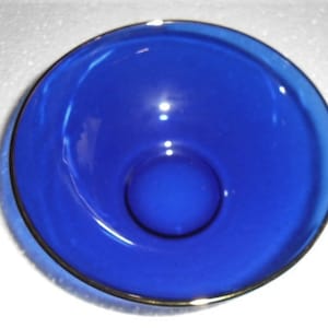 Vintage Italian Handblown Cobalt Blue Color with 24K Glit Edging Collectible Small Glass Bowl- Made In Italy