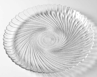Arcoroc Clear Glass Seabreeze/Swirl Design Large Dinner Plate -New- Made In France