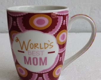 NEW by Mud Pie FRANCESA's "Best Mom In The World" Collectible Mother's Day, Mother, Mum Novelty Porcelain Coffee Mug