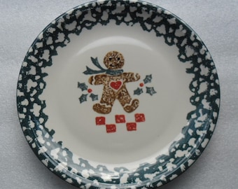 Folk Craft Pine Cone by TIENSHAN Handpainted Christmas Collectible Stoneware Dinner Plate