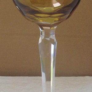 Windermere Hook Hand-Cut Cumbria Crystal Wine Glass Golden Yellow & Handcrafted Stem, England