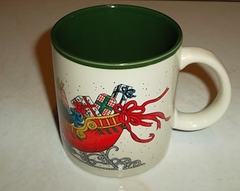 1987 Potpourri Press Christmas Sledge & Toys Collectible Paraglazed Coffee Mug Made In Korea