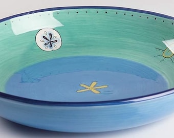Handbemalte Pastaschale: Seaside Ocean Stonemite, 33 cm