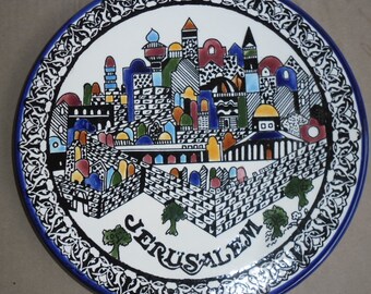 Jerusalem handbemalte Keramik armenisch jüdischen Sammler Wandbehang Platte
