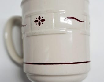 Vintage Longaberger Pottery Woven Traditions Beige and Brown Collectible Coffee Mug, USA