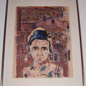 Litografía de Moshe Gat firmada y numerada a mano (188/200) Judaica israelí Ar