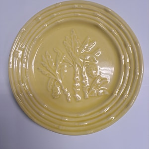 Vintage Bordallo Pinheiro All Yellow Embossed Bamboo Collectible Luncheon Plate by Bordallo Pinheiro - Made in Portugal
